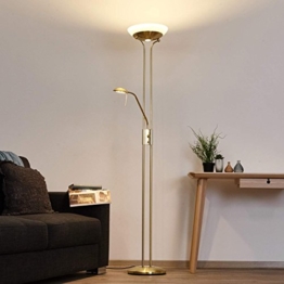 LED Stehlampe "Denise" dimmbar (Modern) in Messing aus Metall u.a. für Wohnzimmer & Esszimmer (1 flammig, A+) von Lampenwelt | Stehleuchte, Deckenfluter, LED-Deckenfluter - 1