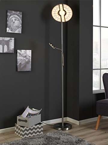 LED-Stehlampe Stehleuchte Standleuchte Deckenfluter OBASI | Silberfarben | Metall | Glas | Dimmbar - 5