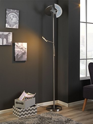 LED-Stehlampe Stehleuchte Standleuchte Deckenfluter OBASI | Silberfarben | Metall | Glas | Dimmbar - 6