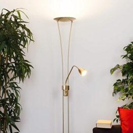 LED Stehlampe "Yohann" dimmbar in Messing aus Metall u.a. für Wohnzimmer & Esszimmer (2 flammig, A+) von Lampenwelt | Stehleuchte, Deckenfluter, LED-Deckenfluter - 1
