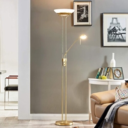 LED Stehlampe "Yveta" dimmbar in Messing aus Glas u.a. für Wohnzimmer & Esszimmer (1 flammig, A+) von Lampenwelt | Stehleuchte, Deckenfluter, LED-Deckenfluter - 1