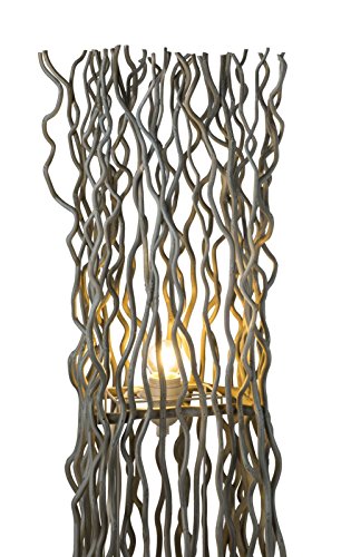 LED Stehleuchte 2-Flammig Holz-Zweige Standleuchte Stehlampe Wohnzimmerlampe (Leselampe, Dekoration, Höhe 123 cm, Äste, Natur-Leuchte, 2 m Kabel, Grau) - 2