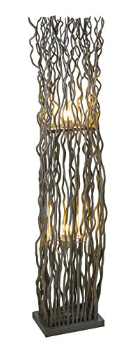 LED Stehleuchte 2-Flammig Holz-Zweige Standleuchte Stehlampe Wohnzimmerlampe (Leselampe, Dekoration, Höhe 123 cm, Äste, Natur-Leuchte, 2 m Kabel, Grau) - 1