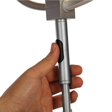 LED Stehleuchte - Wayking Stehlampe mit doppelringem Licht, helles und futuristisches Ambiente- stilvolle und dimmbare Halo Leuchtmittel mit warmweiß Licht für Büro, Wohnzimmer, Schlafzimmer, Arbeitszimmer, - Silber - 8