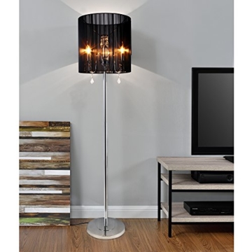 [lux.pro] Stehleuchte -Fabrica- (3 x E 14 Sockel) (167 cm x Ø 40 cm) (schwarz) + Kristallbehang Stehlampe Zimmerlampe Wohnzimmerlampe - 3