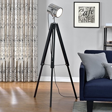 [lux.pro] Stehleuchte Tripod (1 x E27 Sockel)(64cm - 140cm) Industrial Design Dreifuss Dreibein Tripod Teleskop Chrom Stehlampe Leuchte - 2