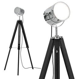 [lux.pro] Stehleuchte Tripod (1 x E27 Sockel)(64cm - 140cm) Industrial Design Dreifuss Dreibein Tripod Teleskop Chrom Stehlampe Leuchte - 1