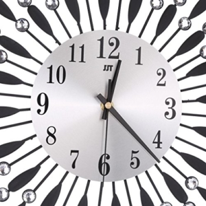 Metall Wanduhr 3D Diamanten Blume Nicht-Ticking Stille Blendung Uhr LuckyGirls (Schwarz) - 5