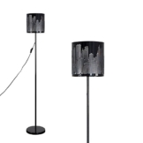 MiniSun – Moderne und schöne Stehlampe mit einem glänzigen schwarzen Finish und einem Lampenschirm mit Horizontmotiv von New York - 1