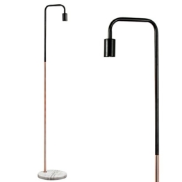 MiniSun – ‘Talisman’ Stehleuchte im Retrostil mit einem zweifarbigen, kupferfarbigen und schwarzen Finish und einem weißen Marmorfuß – Stehlampe - 1