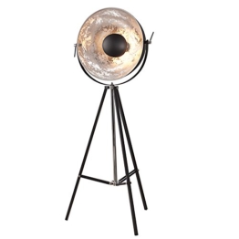 Moderne Design Stehlampe BIG STUDIO schwarz silber Lampe Blattsilber Optik 160 cm - 1