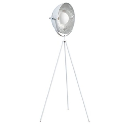 Moderne Design Stehlampe STUDIO 140 cm weiss silber Lampe Blattsilber Optik - 1