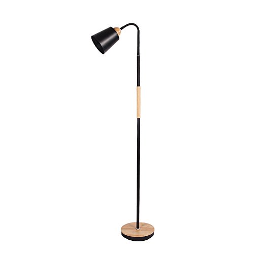 Moderne minimalistische Metall Holz Stehlampe schwarz / weiß Leselampe Schlafzimmer Wohnzimmer Stehlampe 130cm hoch XIANGY ( Farbe : Schwarz ) - 1 Moderne minimalistische Metall Holz Stehlampe schwarz / weiß Leselampe Schlafzimmer Wohnzimmer Stehlampe 130cm hoch XIANGY ( Farbe : Schwarz ) - 1