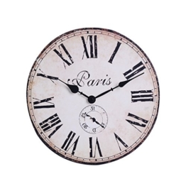 NIKKY HOME Runde Wanduhr Paris Tour E Konservierungs El 1887 Muster Frankreich Retro-Stil Vintage handgemachte dekorative Holz 30cm - 1