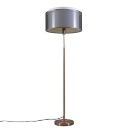 QAZQA Design / Modern / Stehleuchte / Stehlampe / Standleuchte / Lampe / Leuchte Parte Kupfer mit schwarz-weißem Schirm Höhenverstellbar / Innenbeleuchtung / Wohnzimmer / Schlafzimmer / Küche Kunststo - 1