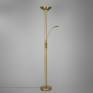 QAZQA Modern LED-Stehleuchte / Stehlampe / Standleuchte / Lampe / Leuchte Gold / Messing - Diva 2 Dimmer / Dimmbar / Innenbeleuchtung / Wohnzimmer / Schlafzimmer / Küche / Deckenfluter Metall Rund / L - 8