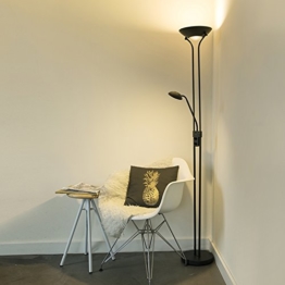 QAZQA Modern LED-Stehleuchte / Stehlampe / Standleuchte / Lampe / Leuchte schwarz - Diva 2 Dimmer / Dimmbar / Innenbeleuchtung / Wohnzimmer / Schlafzimmer / Küche / Deckenfluter Metall Rund / Länglich - 1