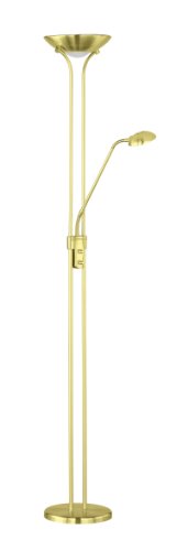Reality Leuchten LED Stehleuchte inklusive SMD-LED Leuchtmittel, 20 W, 5 W, Fluter und Arm getrennt dimmbar, Höhe 180 cm, messing matt R42292108 - 1