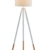 SalesFever Stehlampe, Stehleuchte, Metall- + Holzbeine in weiß-braun, Lampenschirm in Weiß, Polyester, robuster Stoff, Holz, Metall, Wohnzimmerlampe, Druckschalter, 43 x 29 x 153 cm - 3