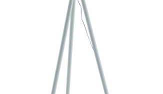 SalesFever Stehlampe, Stehleuchte, Metall- + Holzbeine in weiß-braun, Lampenschirm in Weiß, Polyester, robuster Stoff, Holz, Metall, Wohnzimmerlampe, Druckschalter, 43 x 29 x 153 cm - 1