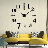 samLIKE Acryl Moderne DIY Wanduhr 3D Spiegel Oberfläche Aufkleber Home Office Decor (Schwarz) - 1