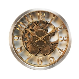 Schöne Wanduhr, rustikal, goldfarben, Skeleton Zifferblatt - 1