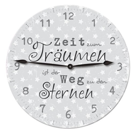 Sprüche Wanduhr ca. 28,5 cm Deko Design Vintage Retro rund analoge Wand Uhr: Farbe: Grau - 1