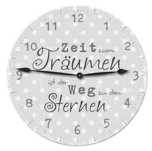 Sprüche Wanduhr ca. 28,5 cm Deko Design Vintage Retro rund analoge Wand