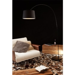 Steh-Lampe dimmbar schwarz mit Standfuß aus Marmor 205x150 cm | Ekon | Steh-Leuchte groß mit Lampenschirm aus Textil | Bogen-Lampe für Wohnzimmer 205cm x 150cm - 1