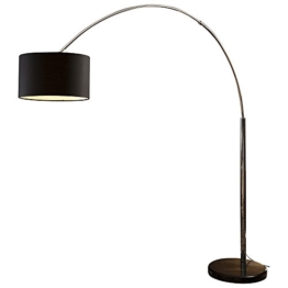 Steh-Lampe dimmbar schwarz mit Standfuß aus Marmor 210x180 cm | Iluma | Steh-Leuchte groß mit Lampenschirm aus Textil | Bogen-Lampe für Wohnzimmer 210cm x 180cm - 1