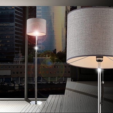 Steh Lese Leuchte Chrom Esszimmer Zugschalter Licht Steindekor Schirm grau edel Globo 24689 - 6