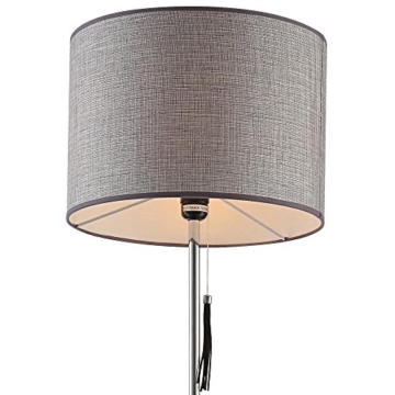 Steh Lese Leuchte Chrom Esszimmer Zugschalter Licht Steindekor Schirm grau edel Globo 24689 - 8