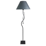Stehlampe Leselampe Leseleuchte modern Metall mit Applikation und Stoffschirm Grau 149cm - 1
