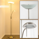 Stehlampe Lucca - Deckenfluter dimmbar LED - Stehlampe Nickel mit 1700 Lumen + 480 Lumen und warmweißem Licht - 1
