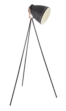 Stehlampe, Stehleuchte, Standleuchte, Standlampe, Bodenlampe, Wohnzimmerlampe, Lampe, Leuchte, schwarz, kupferfarben, Metall - 1
