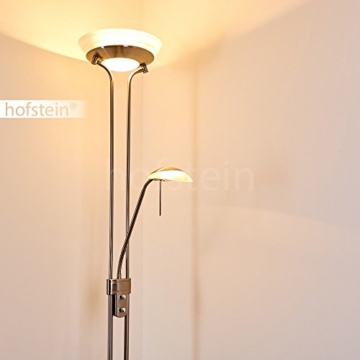 Stehleuchte aus Metall in Nickel matt mit 2 Lampenschirmen – Deckenfluter für Wohnzimmer – Schlafzimmer – Büro – Stehlampe dimmbar – G9-Fassung – R7S-Fassung - Leseleuchte mit Lesearm verstellbar - 2