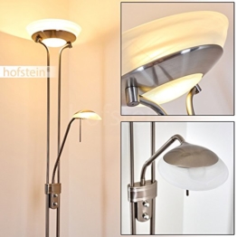 Stehleuchte aus Metall in Nickel matt mit 2 Lampenschirmen – Deckenfluter für Wohnzimmer – Schlafzimmer – Büro – Stehlampe dimmbar – G9-Fassung – R7S-Fassung - Leseleuchte mit Lesearm verstellbar - 1