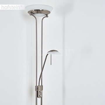 Stehleuchte aus Metall in Nickel matt mit 2 Lampenschirmen – Deckenfluter für Wohnzimmer – Schlafzimmer – Büro – Stehlampe dimmbar – G9-Fassung – R7S-Fassung - Leseleuchte mit Lesearm verstellbar - 4