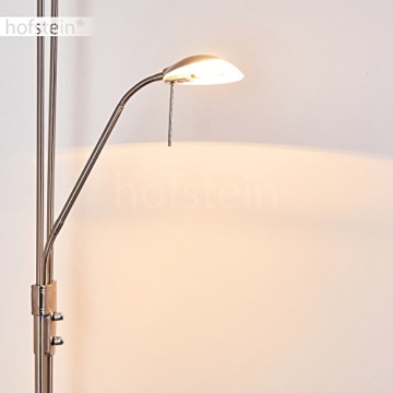 Stehleuchte aus Metall in Nickel matt mit 2 Lampenschirmen – Deckenfluter für Wohnzimmer – Schlafzimmer – Büro – Stehlampe dimmbar – G9-Fassung – R7S-Fassung - Leseleuchte mit Lesearm verstellbar - 5