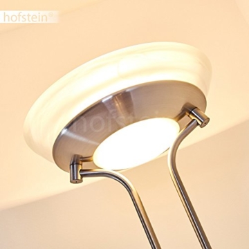 Stehleuchte aus Metall in Nickel matt mit 2 Lampenschirmen – Deckenfluter für Wohnzimmer – Schlafzimmer – Büro – Stehlampe dimmbar – G9-Fassung – R7S-Fassung - Leseleuchte mit Lesearm verstellbar - 7