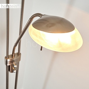 Stehleuchte aus Metall in Nickel matt mit 2 Lampenschirmen – Deckenfluter für Wohnzimmer – Schlafzimmer – Büro – Stehlampe dimmbar – G9-Fassung – R7S-Fassung - Leseleuchte mit Lesearm verstellbar - 8