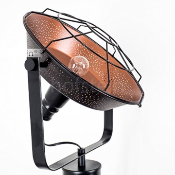 Stehleuchte EIDE aus Metall - Vintage Bodenleuchte - Fluter für Schlafzimmer, Wohnzimmer, Esszimmer - Retro-Standlampe mit großem rundem Lampenschirm wie am Filmset - 2