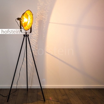 Stehleuchte EIDE aus Metall - Vintage Bodenleuchte - Fluter für Schlafzimmer, Wohnzimmer, Esszimmer - Retro-Standlampe mit großem rundem Lampenschirm wie am Filmset - 3