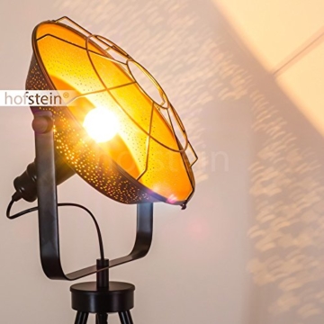 Stehleuchte EIDE aus Metall - Vintage Bodenleuchte - Fluter für Schlafzimmer, Wohnzimmer, Esszimmer - Retro-Standlampe mit großem rundem Lampenschirm wie am Filmset - 7