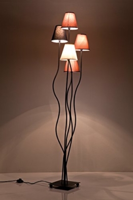 Stehleuchte Flexible Mocca Cinque, Retro Design Stehlampe für das Wohnzimmer, dezente Leselampe, Standleuchte mit bunten Stoffschirmen (Weiß, Schwarz, Braun, Grau), (H/B/T) 163x40x35cm - 1