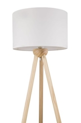 Stehleuchte mit Stoff-Schirm in Weiß Stehlampe Standlampe Holz-Dreibein (Textil-Lampenschirm 40 cm, Höhe 1,45 m, Kabel 1,8 m, Fassung E27) - 1