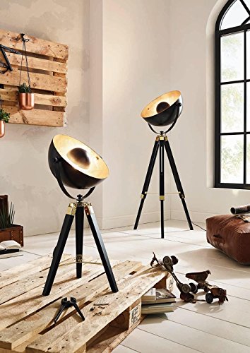 Stehleuchte Vintage COVALEDA Ø 55cm dimmbar in schwarz, messing, gold - 2