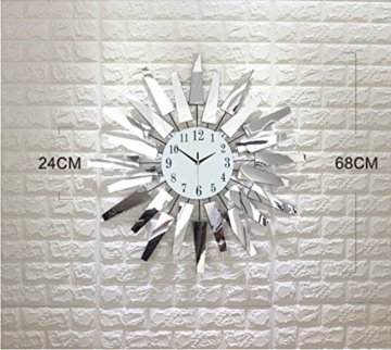 Sunjun Wanduhr Kreativ-Trend Wohnzimmer Wanduhr Metall Glas kreative Kunst Uhren Einfache Mode Wanduhr Moderne europäische stumme hängende Tabelle Quarz Uhr Silber weiß - 3