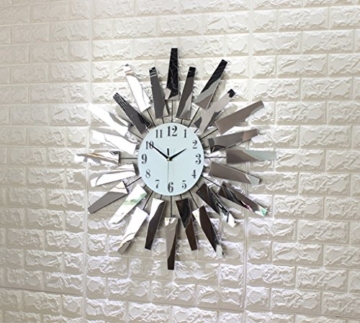 Sunjun Wanduhr Kreativ-Trend Wohnzimmer Wanduhr Metall Glas kreative Kunst Uhren Einfache Mode Wanduhr Moderne europäische stumme hängende Tabelle Quarz Uhr Silber weiß - 4