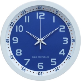 Technoline, WT 8971 Funk-Wanduhr, Ø 30cm, weiß-blau - 1